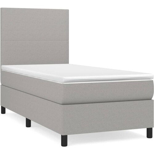 Maison Chic Box spring postelja - Vzmetna postelja z vzmetnico svetlo siva 80x200 cm blago SL6466, (21906466) Slike