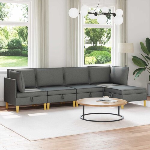  Modularni set sofe sa skladi&scaron;tem 5 pcs Tamnosiva Tkanina Cijene