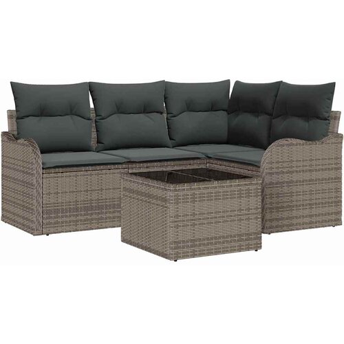  Sjedeća garnitura za vrt 5 kom. Crna poliratan Siva 177,5 x 122,5 x 69 cm Slike