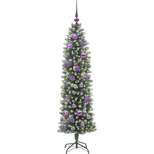  Umjetno vitko božićno drvce Zelena i bijela 150 cm Slike