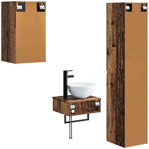  Set namje&amp;scaron;taja za kupaonicu 3 kom. Staro drvo Smeđa 33 x 34.5 x 160 cm Slike