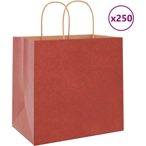  Papirnate vrećice 250 kom s ručkama crvene 26x17x25 cm Cene