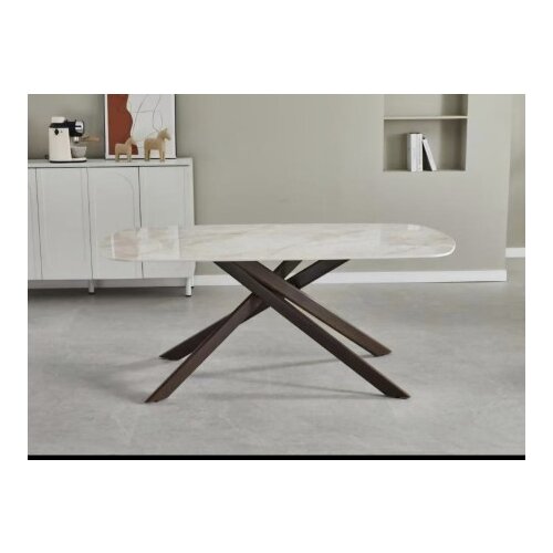 Art Invest Trpezarijski sto Nero Bež keramicka ploca, sjaj/Metalne braon noge 1800x900x750 Cene