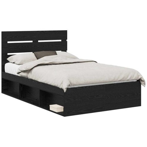  Okvir za krevet Crna 120 x 190 cm Čvrsto borovo drvo Slike