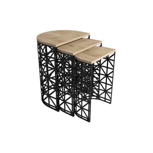 Hanah home Set klub stočića Stil Metal Ferforje, 3 komada, Hrast Cene