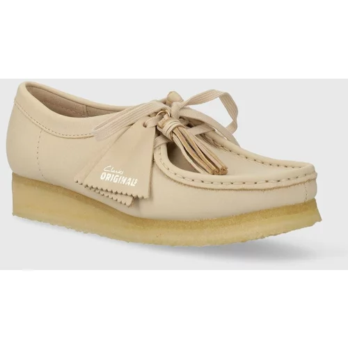 Clarks Originals Kožne cipele Wallabee za žene, boja: bež, ravni potplat, 26175773