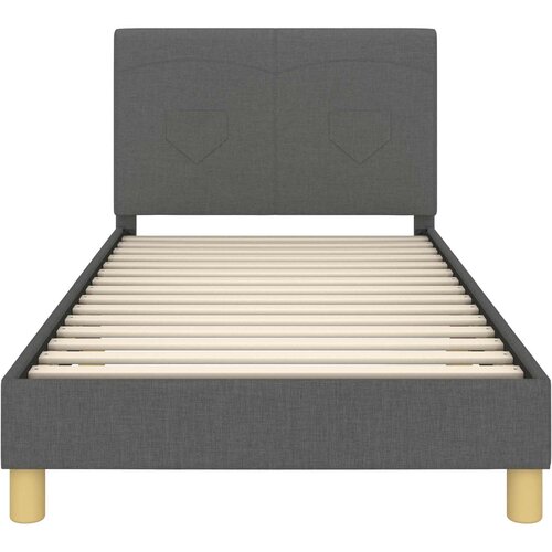  Krevet za djecu s uzglavljem Tamno siva 80 x 200 cm tkanina Slike