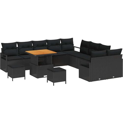 vidaXL Vrtna sedežna garnitura z blazino s shranjevanjem 13 pcs Črna, (5000134933) Cene