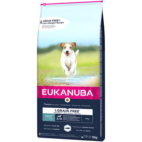 Eukanuba Grain Free Adult Small / Medium Breed losos - 12 kg