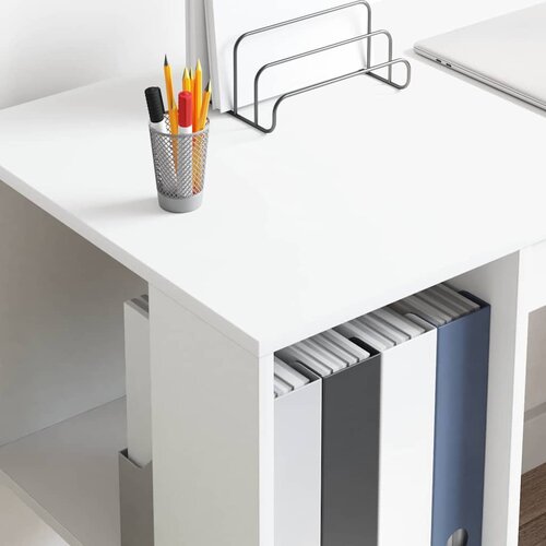  Stol s policom Bijelo 130 x 50.5 x 75 cm Konstruirano drvo Slike
