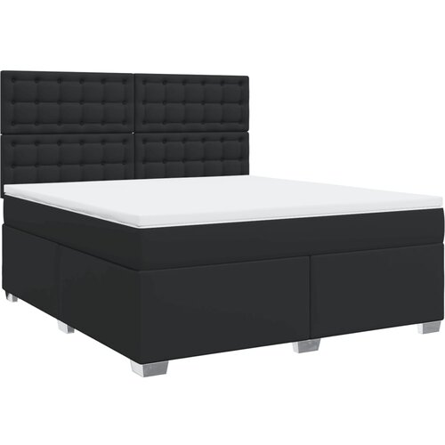  Krevet s oprugama i madracem crni 180 x 200 cm od umjetne kože Slike