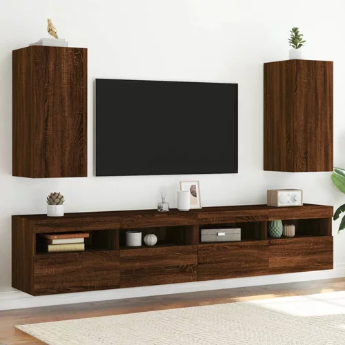 vidaXL Stenske TV omarice z LED 2 kosa rjavi hrast 30,5x35x70 cm