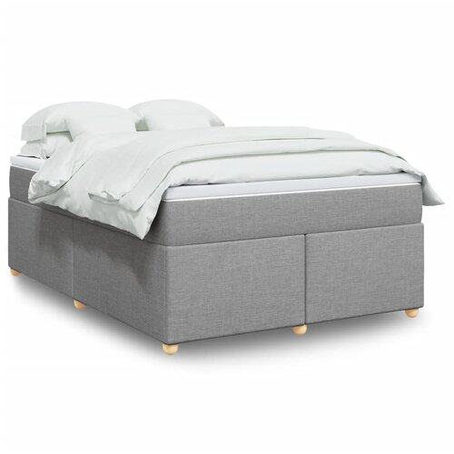VidaXL Krevet box spring s madracem svjetlosivi 140x200 cm od tkanine Slike