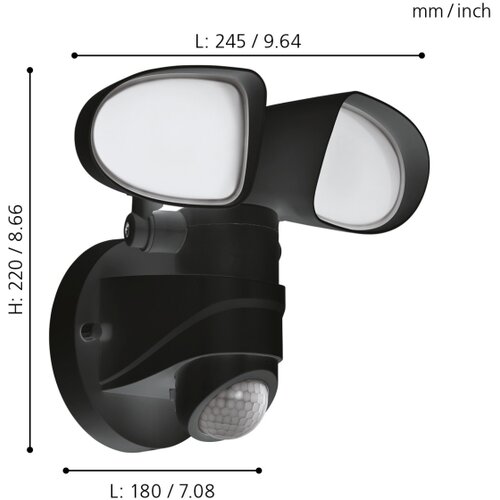 Eglo Pagino vanjska reflektor, led, 15w, 1600lm, sa senzorom, crna Slike