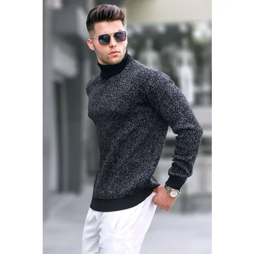 Madmext Black Patterned Turtleneck Knitwear Sweater 5765