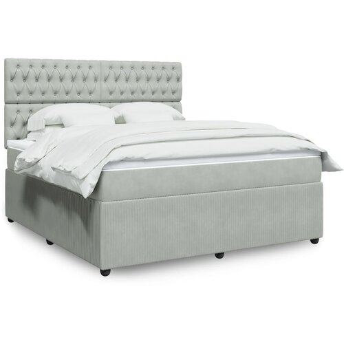 vidaXL Box spring postelja z vzmetnico svetlo siva 180x200 cm žamet Cene