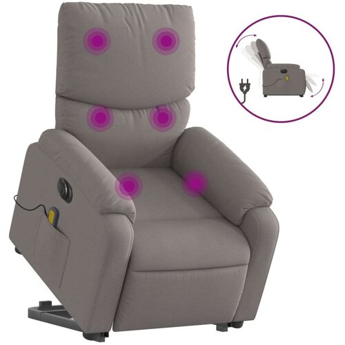 VidaXL Električni masažni naslonjač na podizanje od tkanine smeđesivi Slike