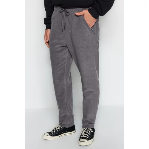 Trendyol Smoked Men's Regular/Normal fit Zipper Pocket Warm Thick Fleece Rubber Leg Sweatpants.