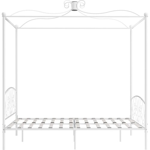  Okvir za krevet s nadstre&amp;scaron;nicom bijeli metalni 160 x 200 cm Slike