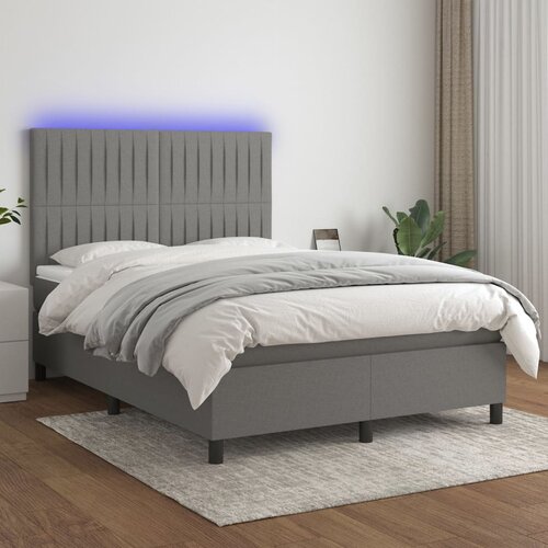  The Living Store Box spring postelja z vzmetnico LED temno siva 140x200 cm blago - Box Spring Postelja, (21499488) Slike
