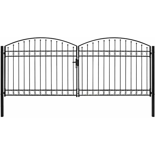  Vrata za ogradu ASSEN dvostruka vrata s lučnim vrhom čelik 400x175 cm Slike