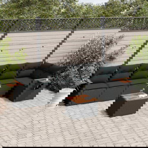 vidaXL 7-dijelni set vrtnih sofa od poliratana s jastucima crni Cijene