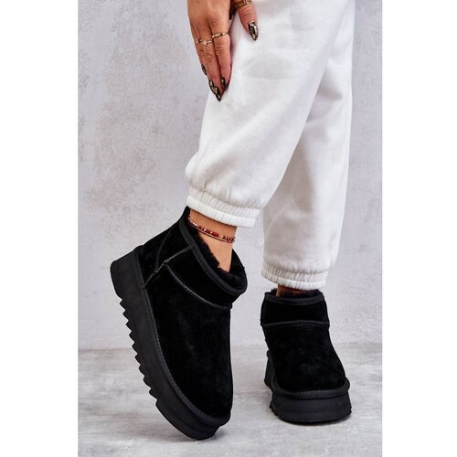 Kesi Fashionable Suede Low Snow Boots Black Nucca Slike
