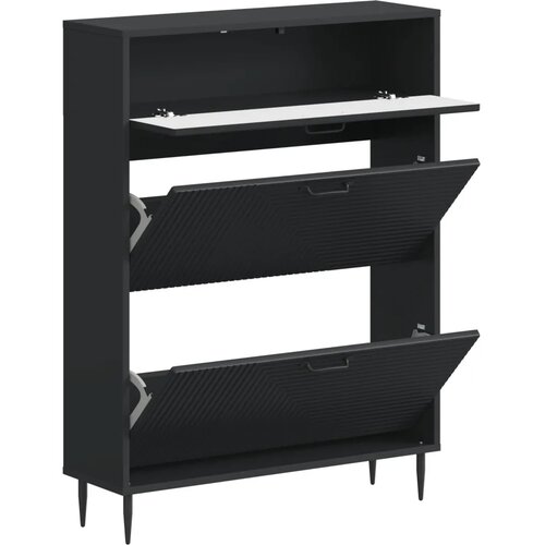  Ormar za cipele HAARLEM 78 x 24 x 103 cm Konstruirano drvo Crna - Crna Slike