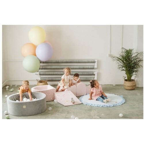 MeowBaby Roza žametno igri&amp;scaron;če iz pene 225x90x30 cm Montessori - Slike