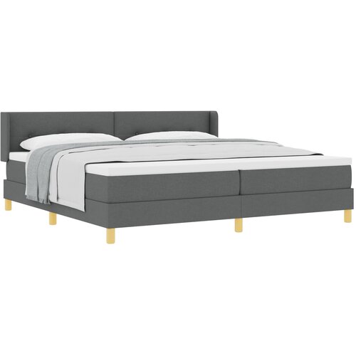 vidaXL Postelja z box springom z vzmetnico temno siva 200x200 cm tkanina, Nastavljivo vzglavje gubano temno sivo 200 cm tkanina Cene