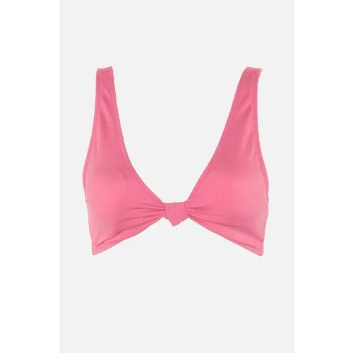 Trendyol Pink Textured Knot Detailed Bikini Top