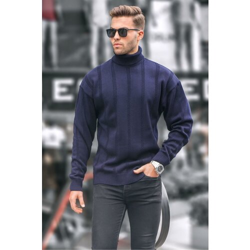 Madmext Men's Navy Blue Turtleneck Regular Fit Sweater 6834 Slike