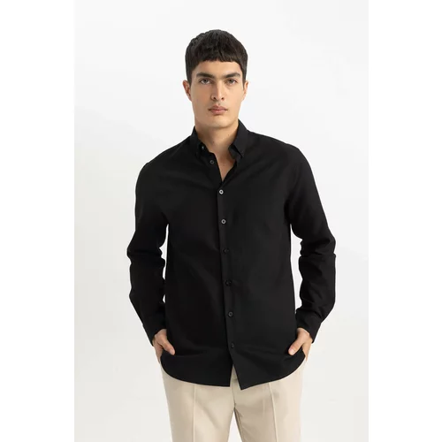 Defacto Modern Fit Polo Neck Textured Long Sleeve Shirt