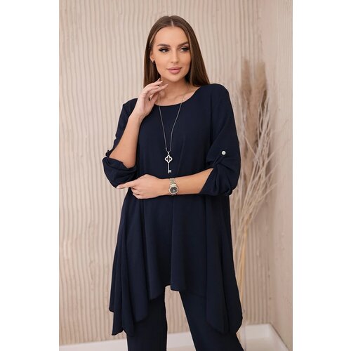 Kesi Włoski Set of blouse + pants with pendant navy blue Slike