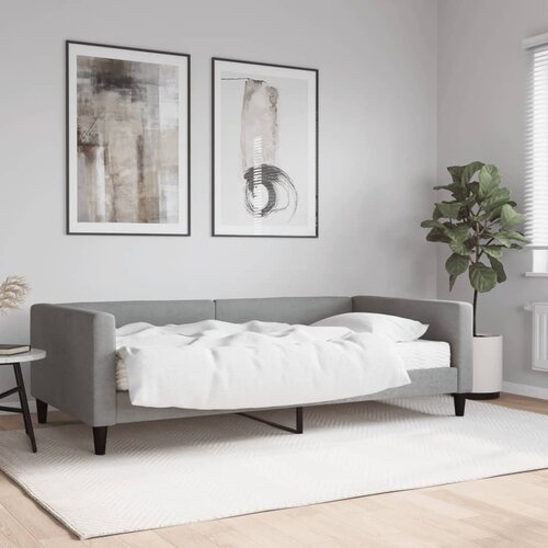 VidaXL Dnevni krevet s madracem svjetlosivi 100 x 200 cm od tkanine Slike