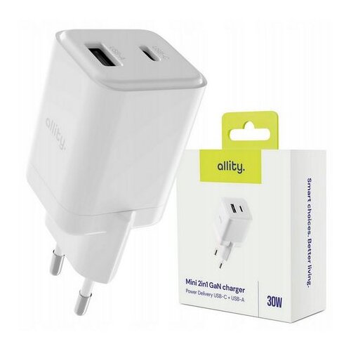ALLITY zidni punjač USB-C 1x USB-A 30W bijela Slike