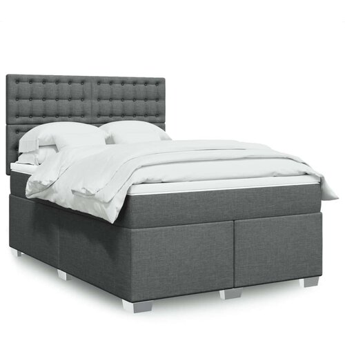 vidaXL Box spring postelja z vzmetnico temno siva 160x200 cm blago Cene