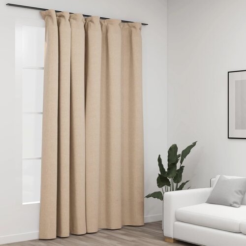 vidaXL Zavjesa za zamračivanje s kukama bež 290 x 245 cm Cijene