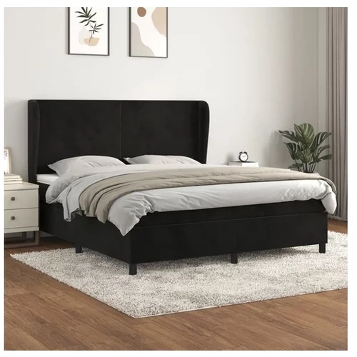 vidaXL Box spring postelja z vzmetnico crna 180x200 cm zamet
