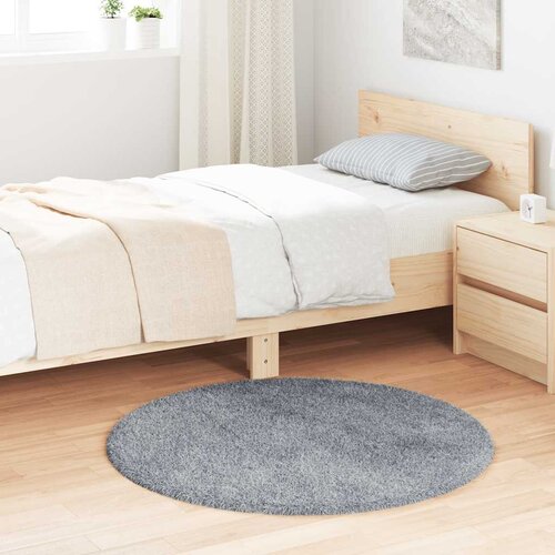VidaXL Čupavi tepih s visokim vlaknima srebrnosiva 100x100cm poliester Slike