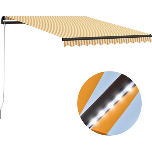  Tenda na ručno uvlačenje s LED svjetlima 300x250 cm žuto-bijela Cijene