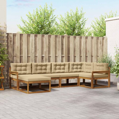  Set vanjskih sofa 6 kom. Prirodna i bež Smeđa 327 x 168,5 x 73 cm Slike