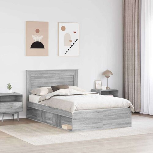  Okvir za krevet s uzglavljem Siva Sonoma 120 x 200 cm Slike
