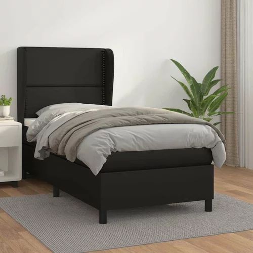  Box spring postelja z vzmetnico črna 80x200 cm umetno usnje, (20725965)