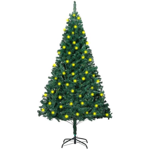  Umjetno osvijetljeno božićno drvce gustih grana zeleno 150 cm Slike