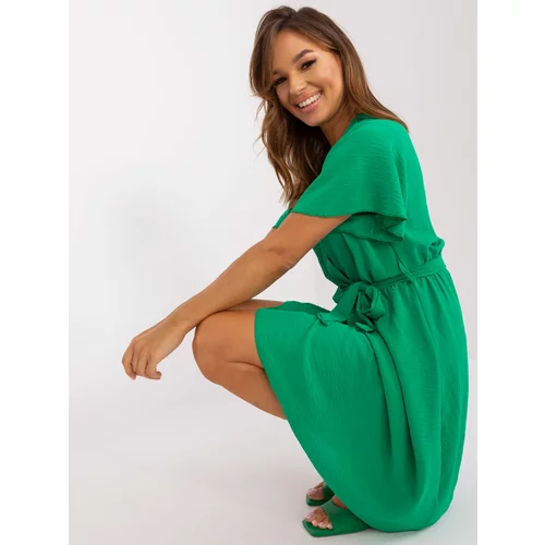 Fashion Hunters Green casual dress with belt