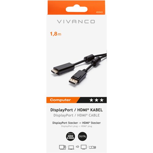 Vivanco Displayport - HDMI 1,8 m VIVANCO 45343 CC M 18 DP Cene