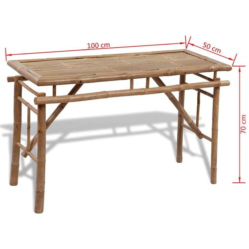  Pivska miza z 2 klopema 100 cm bambus Slike