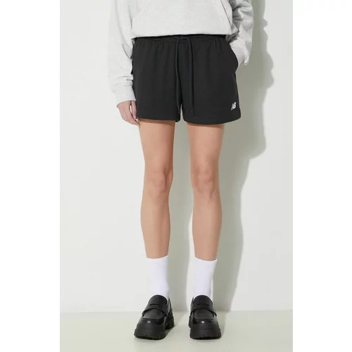 New Balance Kratke hlače French Terry Short za žene, boja: crna, bez uzorka, visoki struk, WS41500BK