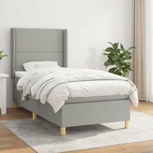 Box spring postelja z vzmetnico svetlo siva 90x190 cm blago, (20901050)